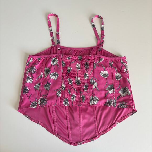 Torrid Challis Floral Print Gin Fizz Pink Corset Crop Top Women’s Plus Size 12 - Picture 6 of 7
